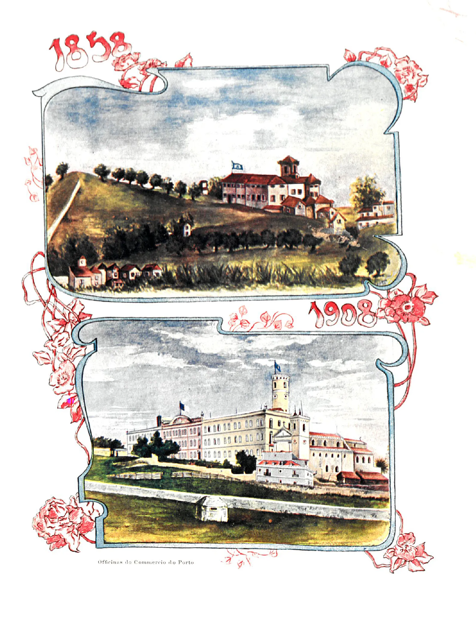 Gravura do Colégio de Campolide em 1908, onde hoje estudamos.